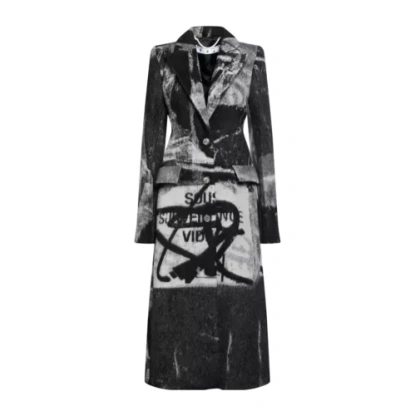 RRP €2495 OFF-WHITE Tomex Single Breasted Long Coat IT42 US6 UK10 M Wool Blend