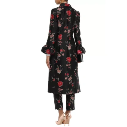 RRP €3580 DOLCE & GABBANA Jacquard Long Coat IT36 US0 UK4 XXS Silk Blend Floral - Image 2