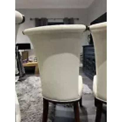 Lorient Faux Leather Cream Dining Chairs - Image 4